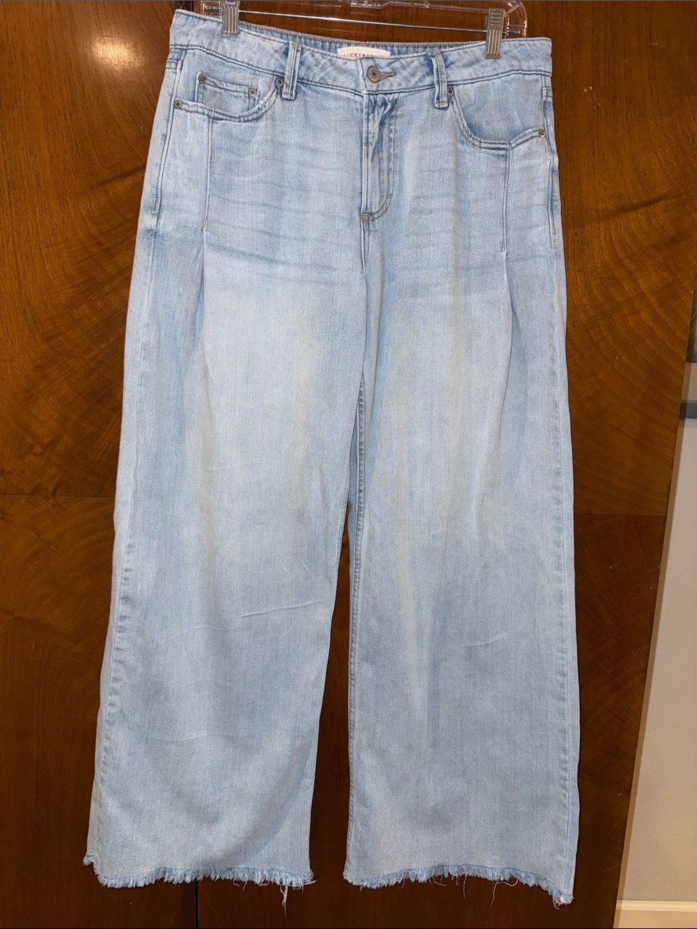 Lucky Brand Light Blue Wide-Leg Jeans with Frayed Hem